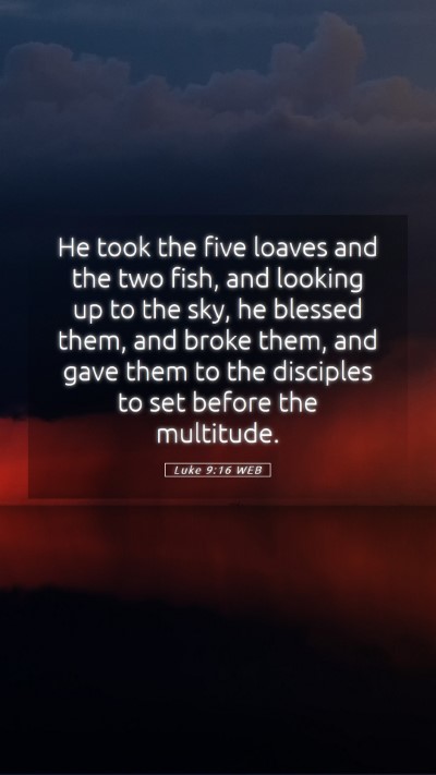 Picture 05 - Luke 9:16 WEB Mobile Phone Wallpaper - He took the five loaves and the two fish, and - Mobile Bible Verse Wallpaper