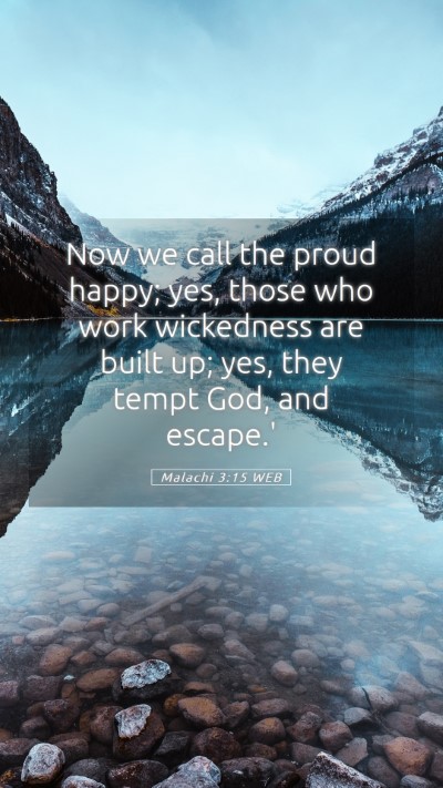 Picture 05 - Malachi 3:15 WEB Mobile Phone Wallpaper - Now we call the proud happy; yes, those who work - Mobile Bible Verse Wallpaper