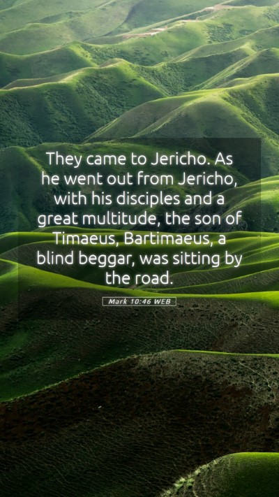 Picture 05 - Mark 10:46 WEB Mobile Phone Wallpaper - They came to Jericho. As he went out from - Mobile Bible Verse Wallpaper