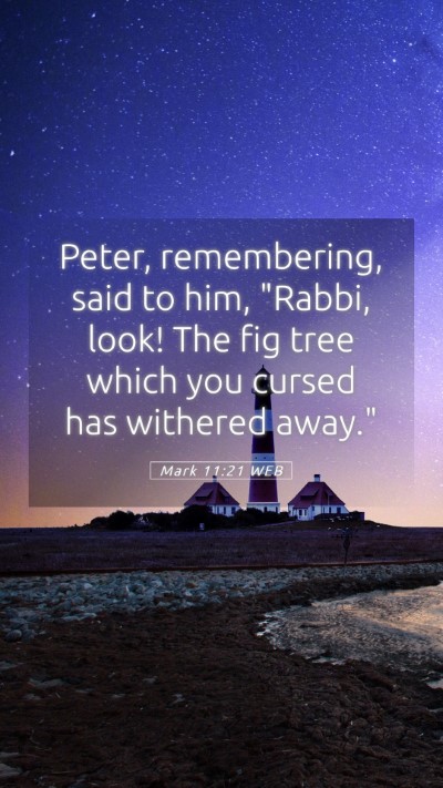Picture 05 - Mark 11:21 WEB Mobile Phone Wallpaper - Peter, remembering, said to him, 