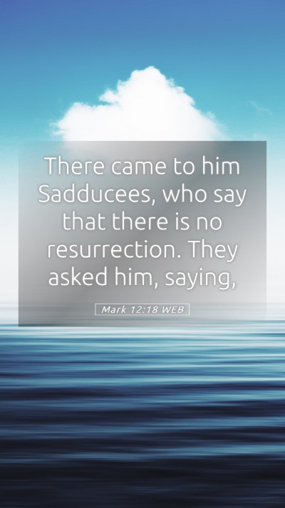 Picture 05 - Mark 12:18 WEB Mobile Phone Wallpaper - There came to him Sadducees, who say that there - Mobile Bible Verse Wallpaper