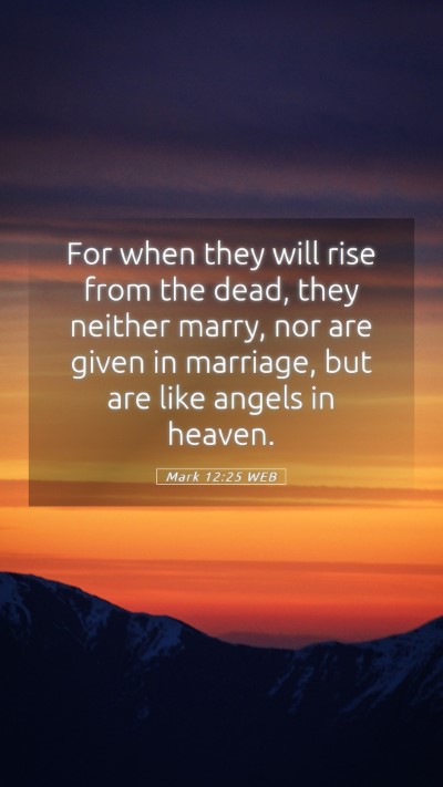 Picture 05 - Mark 12:25 WEB Mobile Phone Wallpaper - For when they will rise from the dead, they - Mobile Bible Verse Wallpaper