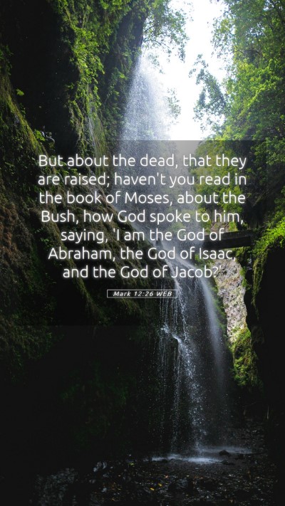 Picture 05 - Mark 12:26 WEB Mobile Phone Wallpaper - But about the dead, that they are raised; haven't - Mobile Bible Verse Wallpaper