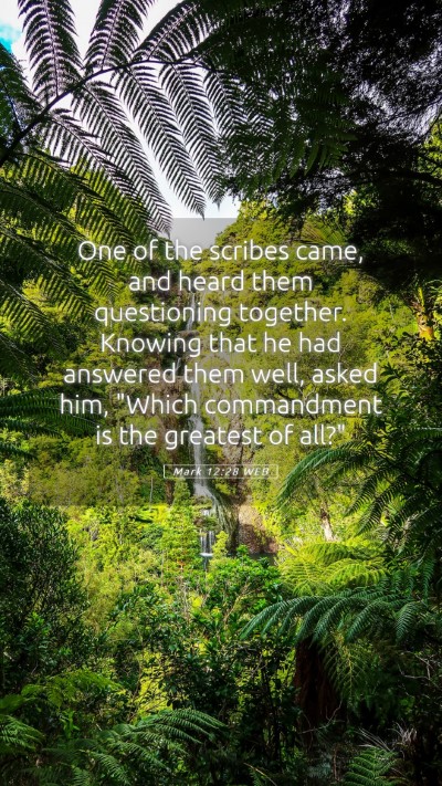 Picture 05 - Mark 12:28 WEB Mobile Phone Wallpaper - One of the scribes came, and heard them - Mobile Bible Verse Wallpaper