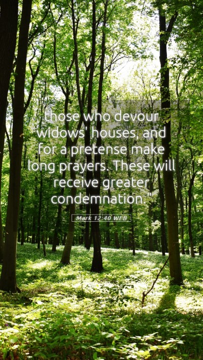 Picture 05 - Mark 12:40 WEB Mobile Phone Wallpaper - those who devour widows' houses, and for a - Mobile Bible Verse Wallpaper