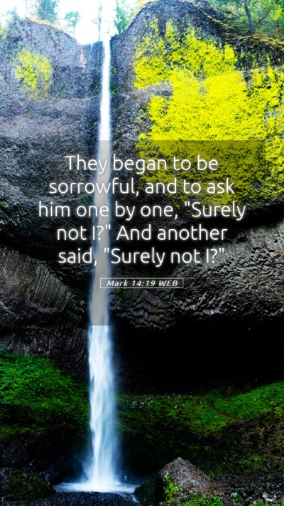Picture 05 - Mark 14:19 WEB Mobile Phone Wallpaper - They began to be sorrowful, and to ask him one by - Mobile Bible Verse Wallpaper