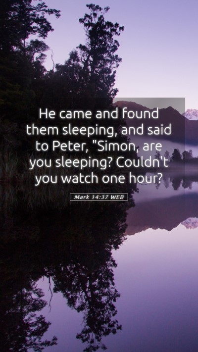 Picture 05 - Mark 14:37 WEB Mobile Phone Wallpaper - He came and found them sleeping, and said to - Mobile Bible Verse Wallpaper