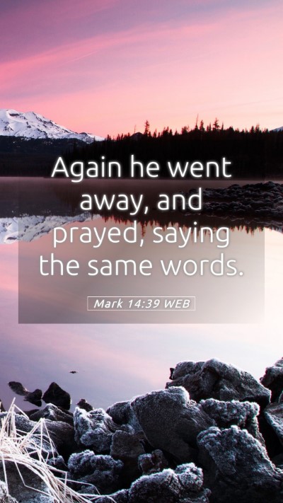 Picture 05 - Mark 14:39 WEB Mobile Phone Wallpaper - Again he went away, and prayed, saying the same - Mobile Bible Verse Wallpaper