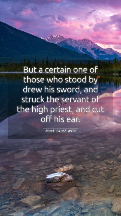 Picture 05 - Mark 14:47 WEB Mobile Phone Wallpaper - But a certain one of those who stood by drew his - Mobile Bible Verse Wallpaper