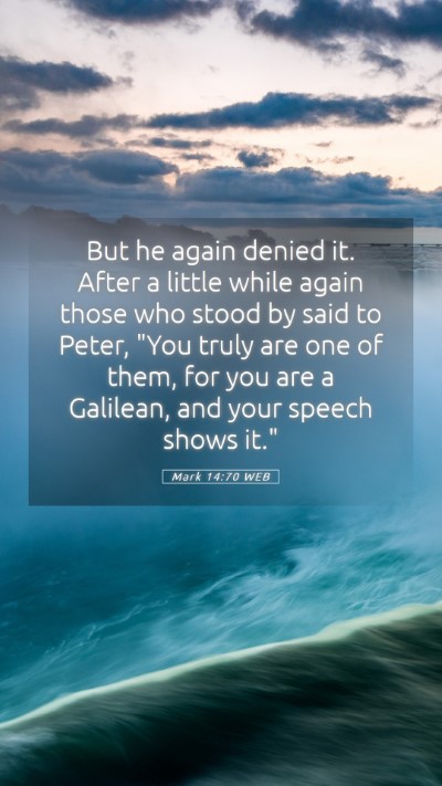 Picture 05 - Mark 14:70 WEB Mobile Phone Wallpaper - But he again denied it. After a little while - Mobile Bible Verse Wallpaper