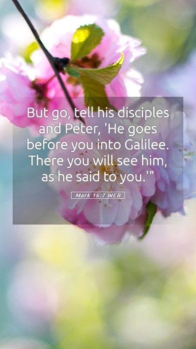 Picture 05 - Mark 16:7 WEB Mobile Phone Wallpaper - But go, tell his disciples and Peter, 'He goes - Mobile Bible Verse Wallpaper