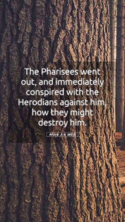 Picture 05 - Mark 3:6 WEB Mobile Phone Wallpaper - The Pharisees went out, and immediately conspired - Mobile Bible Verse Wallpaper