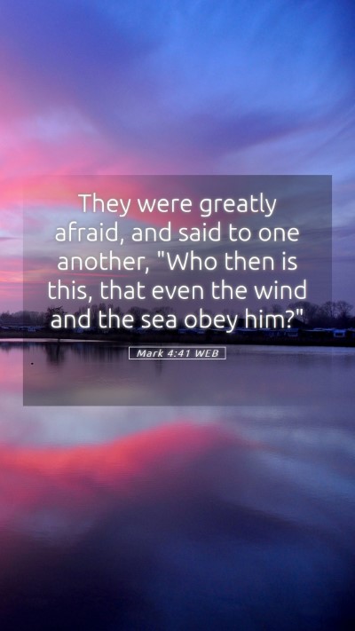 Picture 05 - Mark 4:41 WEB Mobile Phone Wallpaper - They were greatly afraid, and said to one - Mobile Bible Verse Wallpaper