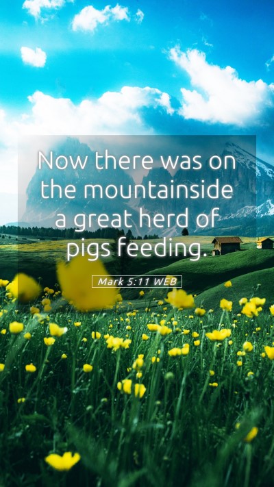 Picture 05 - Mark 5:11 WEB Mobile Phone Wallpaper - Now there was on the mountainside a great herd of - Mobile Bible Verse Wallpaper