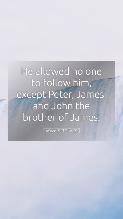 Picture 05 - Mark 5:37 WEB Mobile Phone Wallpaper - He allowed no one to follow him, except Peter, - Mobile Bible Verse Wallpaper