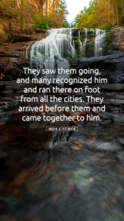 Picture 05 - Mark 6:33 WEB Mobile Phone Wallpaper - They saw them going, and many recognized him and - Mobile Bible Verse Wallpaper