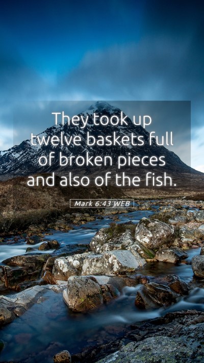 Picture 05 - Mark 6:43 WEB Mobile Phone Wallpaper - They took up twelve baskets full of broken pieces - Mobile Bible Verse Wallpaper
