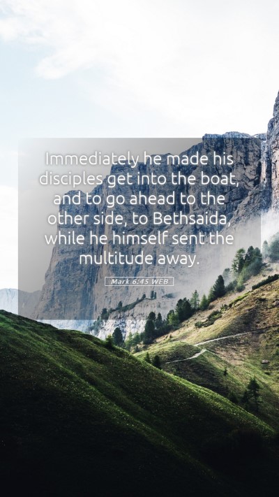 Picture 05 - Mark 6:45 WEB Mobile Phone Wallpaper - Immediately he made his disciples get into the - Mobile Bible Verse Wallpaper