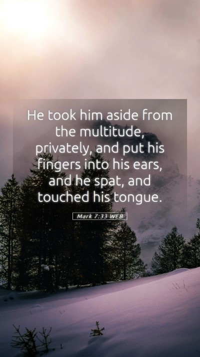 Picture 05 - Mark 7:33 WEB Mobile Phone Wallpaper - He took him aside from the multitude, privately, - Mobile Bible Verse Wallpaper