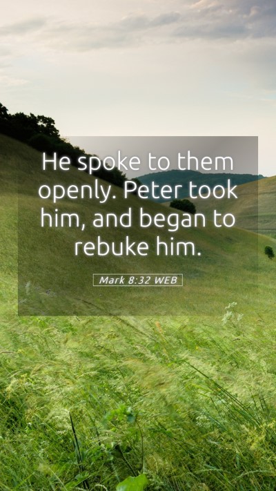 Picture 05 - Mark 8:32 WEB Mobile Phone Wallpaper - He spoke to them openly. Peter took him, and - Mobile Bible Verse Wallpaper