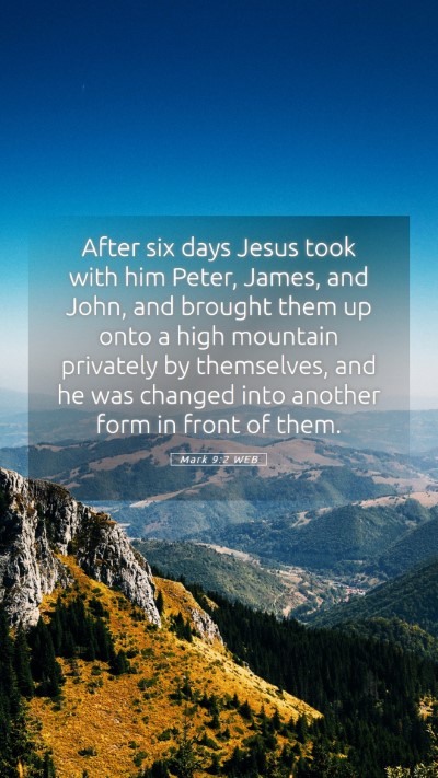 Picture 05 - Mark 9:2 WEB Mobile Phone Wallpaper - After six days Jesus took with him Peter, James, - Mobile Bible Verse Wallpaper