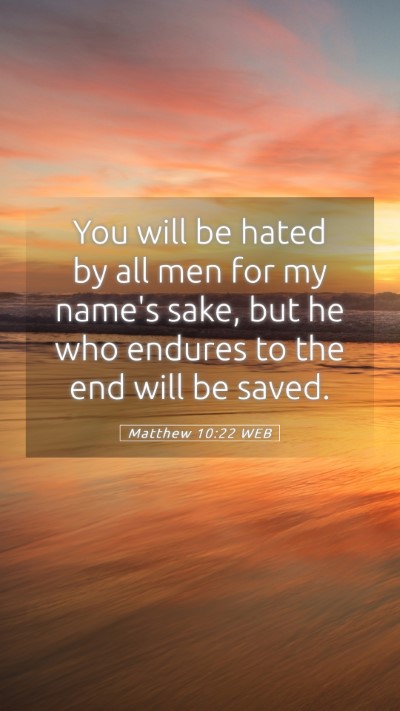 Picture 05 - Matthew 10:22 WEB Mobile Phone Wallpaper - You will be hated by all men for my name's sake, - Mobile Bible Verse Wallpaper