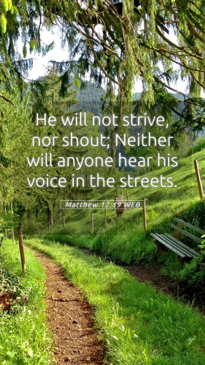 Picture 05 - Matthew 12:19 WEB Mobile Phone Wallpaper - He will not strive, nor shout; Neither will - Mobile Bible Verse Wallpaper
