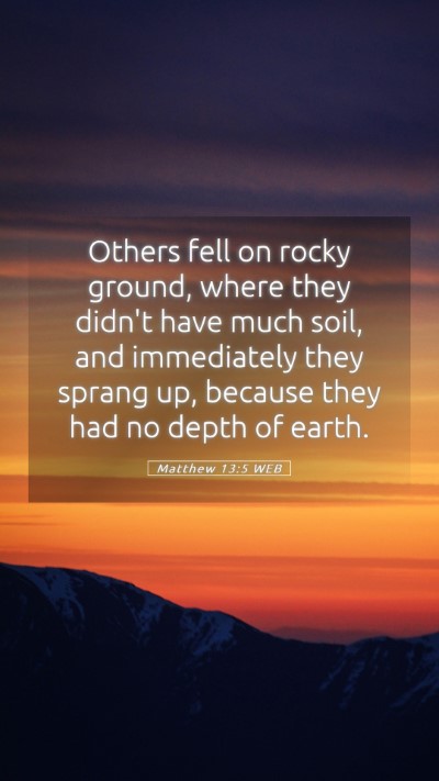 Picture 05 - Matthew 13:5 WEB Mobile Phone Wallpaper - Others fell on rocky ground, where they didn't - Mobile Bible Verse Wallpaper