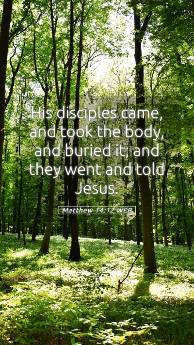 Picture 05 - Matthew 14:12 WEB Mobile Phone Wallpaper - His disciples came, and took the body, and buried - Mobile Bible Verse Wallpaper