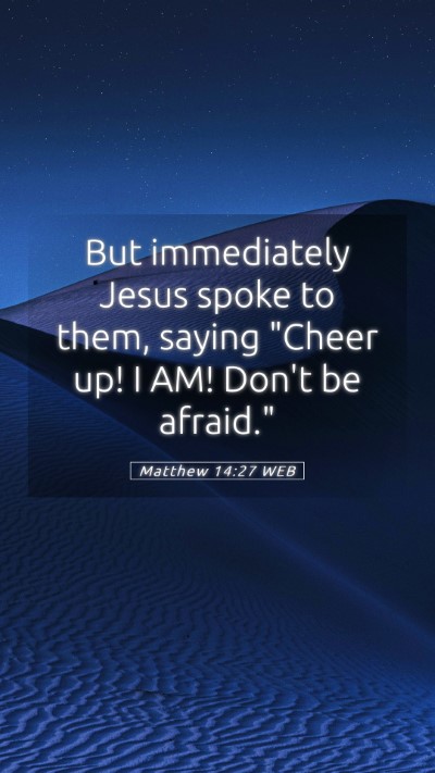 Picture 05 - Matthew 14:27 WEB Mobile Phone Wallpaper - But immediately Jesus spoke to them, saying - Mobile Bible Verse Wallpaper