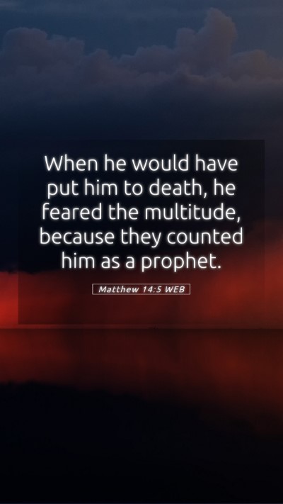 Picture 05 - Matthew 14:5 WEB Mobile Phone Wallpaper - When he would have put him to death, he feared - Mobile Bible Verse Wallpaper