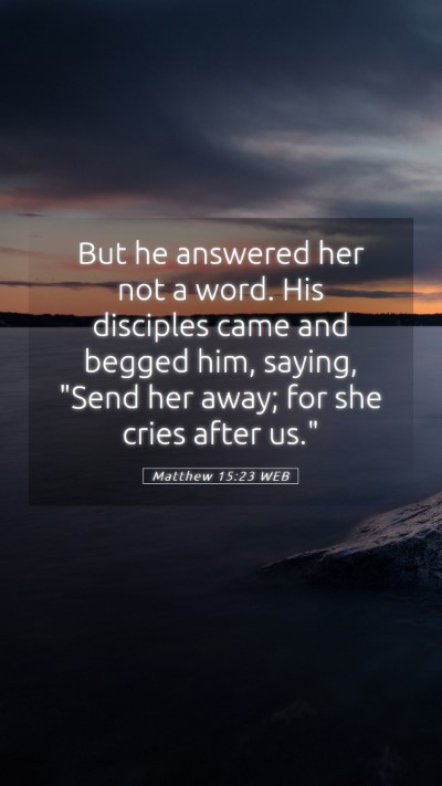 Picture 05 - Matthew 15:23 WEB Mobile Phone Wallpaper - But he answered her not a word. His disciples - Mobile Bible Verse Wallpaper