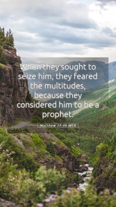 Picture 05 - Matthew 21:46 WEB Mobile Phone Wallpaper - When they sought to seize him, they feared the - Mobile Bible Verse Wallpaper
