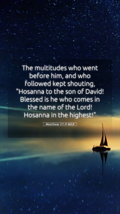 Picture 05 - Matthew 21:9 WEB Mobile Phone Wallpaper - The multitudes who went before him, and who - Mobile Bible Verse Wallpaper