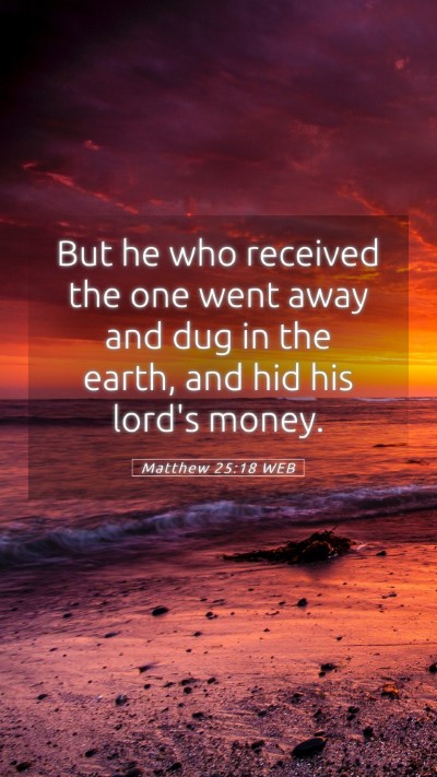 Picture 05 - Matthew 25:18 WEB Mobile Phone Wallpaper - But he who received the one went away and dug in - Mobile Bible Verse Wallpaper