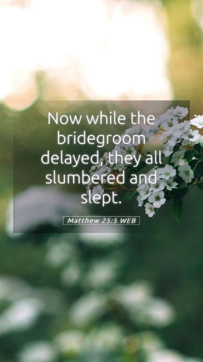 Picture 05 - Matthew 25:5 WEB Mobile Phone Wallpaper - Now while the bridegroom delayed, they all - Mobile Bible Verse Wallpaper