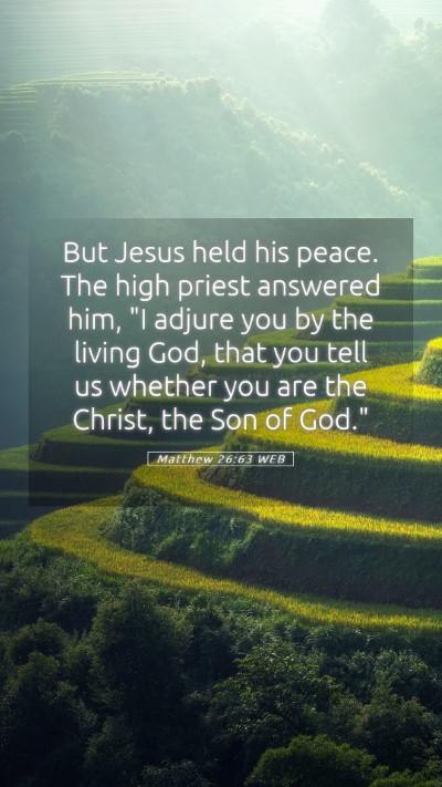 Picture 05 - Matthew 26:63 WEB Mobile Phone Wallpaper - But Jesus held his peace. The high priest - Mobile Bible Verse Wallpaper