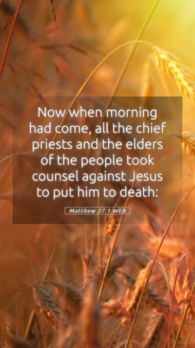 Picture 05 - Matthew 27:1 WEB Mobile Phone Wallpaper - Now when morning had come, all the chief priests - Mobile Bible Verse Wallpaper