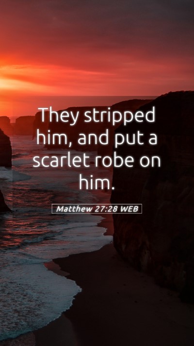 Picture 05 - Matthew 27:28 WEB Mobile Phone Wallpaper - They stripped him, and put a scarlet robe on - Mobile Bible Verse Wallpaper
