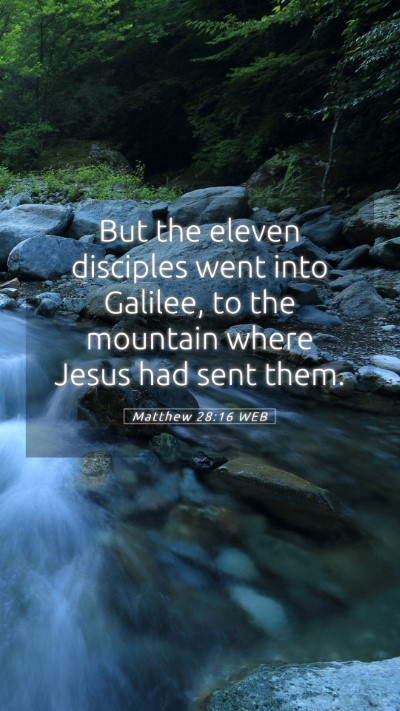 Picture 05 - Matthew 28:16 WEB Mobile Phone Wallpaper - But the eleven disciples went into Galilee, to - Mobile Bible Verse Wallpaper