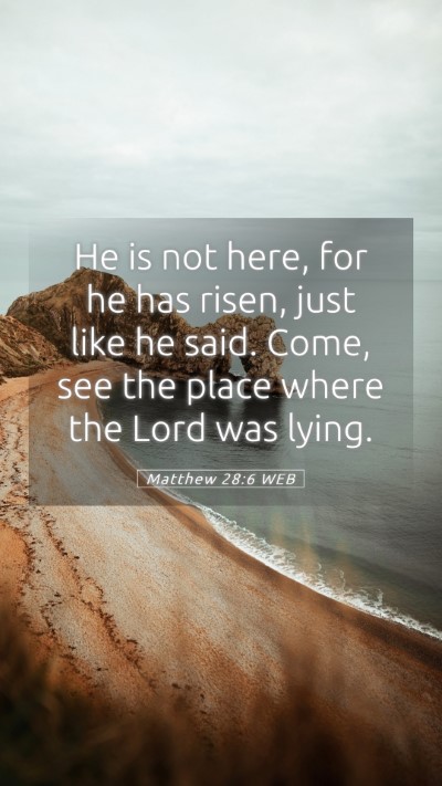 Picture 05 - Matthew 28:6 WEB Mobile Phone Wallpaper - He is not here, for he has risen, just like he - Mobile Bible Verse Wallpaper