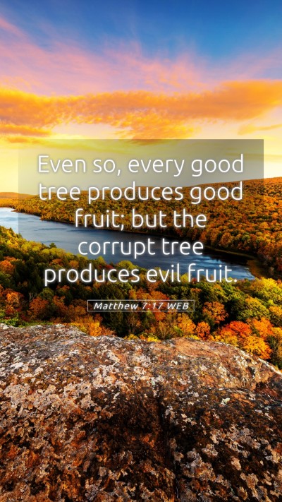 Picture 05 - Matthew 7:17 WEB Mobile Phone Wallpaper - Even so, every good tree produces good fruit; but - Mobile Bible Verse Wallpaper