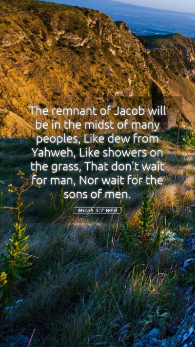 Picture 05 - Micah 5:7 WEB Mobile Phone Wallpaper - The remnant of Jacob will be in the midst of many - Mobile Bible Verse Wallpaper