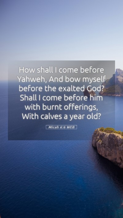 Picture 05 - Micah 6:6 WEB Mobile Phone Wallpaper - How shall I come before Yahweh, And bow myself - Mobile Bible Verse Wallpaper