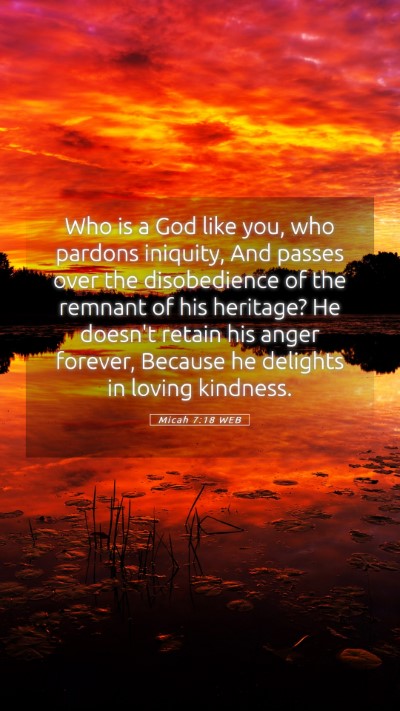 Picture 05 - Micah 7:18 WEB Mobile Phone Wallpaper - Who is a God like you, who pardons iniquity, And - Mobile Bible Verse Wallpaper