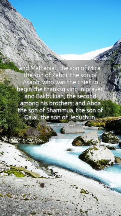 Picture 05 - Nehemiah 11:17 WEB Mobile Phone Wallpaper - and Mattaniah the son of Mica, the son of Zabdi, - Mobile Bible Verse Wallpaper