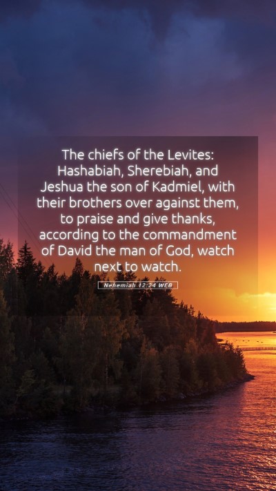 Picture 05 - Nehemiah 12:24 WEB Mobile Phone Wallpaper - The chiefs of the Levites: Hashabiah, Sherebiah, - Mobile Bible Verse Wallpaper