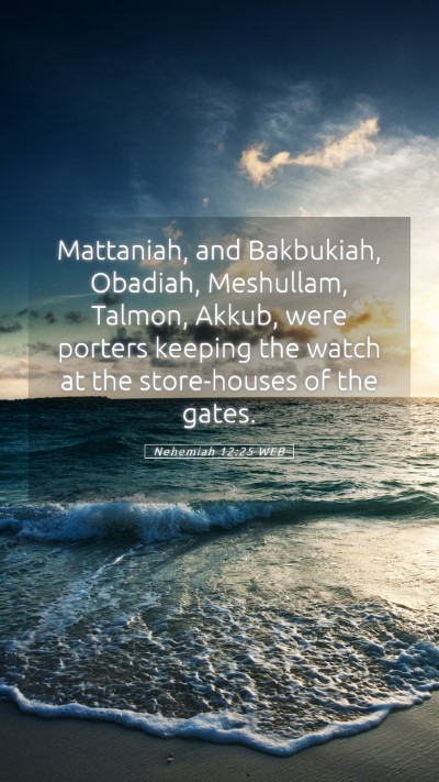 Picture 05 - Nehemiah 12:25 WEB Mobile Phone Wallpaper - Mattaniah, and Bakbukiah, Obadiah, Meshullam, - Mobile Bible Verse Wallpaper