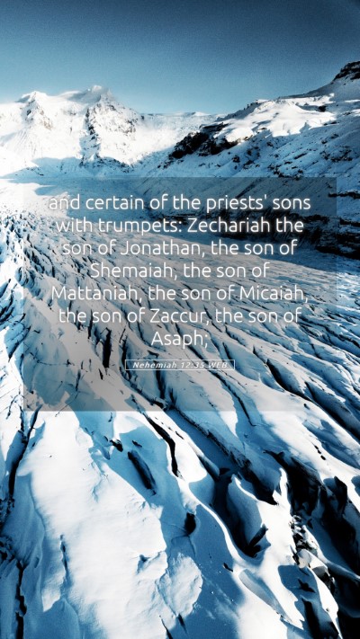Picture 05 - Nehemiah 12:35 WEB Mobile Phone Wallpaper - and certain of the priests' sons with trumpets: - Mobile Bible Verse Wallpaper
