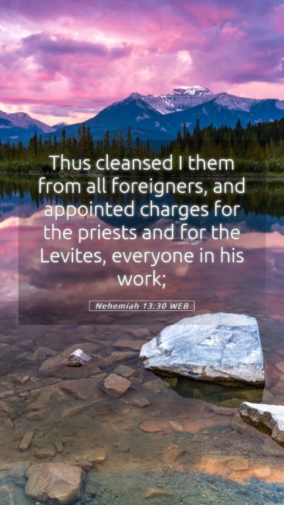 Picture 05 - Nehemiah 13:30 WEB Mobile Phone Wallpaper - Thus cleansed I them from all foreigners, and - Mobile Bible Verse Wallpaper